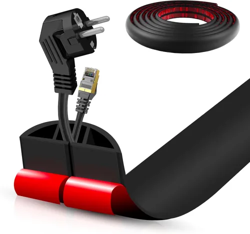 Miniatura 90 de Cubierta autoadhesiva para cables de suelo, gestión de cables de 3.3 pies, protector de tira de extensión para cables, evita tropiezos de cables