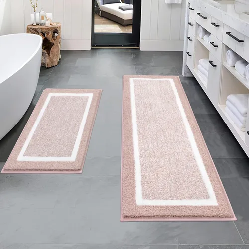 Miniatura 21 de Pauwer Juego de baño, alfombras de baño antideslizantes, alfombras de ducha absorbentes para suelo de baño, bañera y ducha, color azul aguamarina