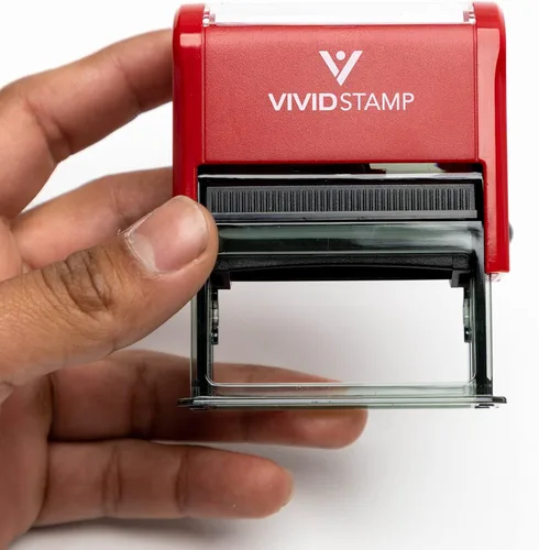 Miniatura 8 de Vivid Stamp Pagado con tarjetas de crédito Sellos de goma autoentintados (tinta roja) - Q-300 Rojo
