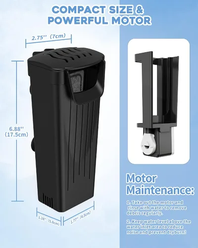 Miniatura 3 de Moonorange Filtro de Acuario(3.5W), Filtro de Tanque de Peces, Filtro de Tanque de Tortugas, Filtro de Bajo Nivel de Agua para Tanque Pequeño