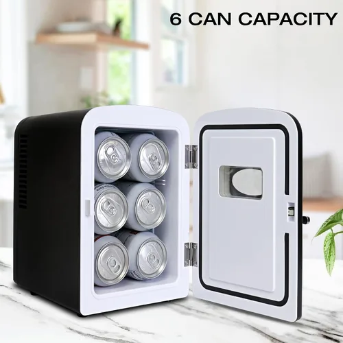 Miniatura 3 de Koolatron Mini refrigerador – Refrigerador de 6 latas para dormitorio, oficina, enfriador de bebidas portátil de mesa, refrigerador de 12 V 110 V