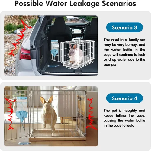 Miniatura 4 de Vannon Dispensador de Agua para Animales Pequeños para Jaula, Botella de Agua Automática de 25oz para Conejos, Chinchillas, Hurones, Cobayas, Gris