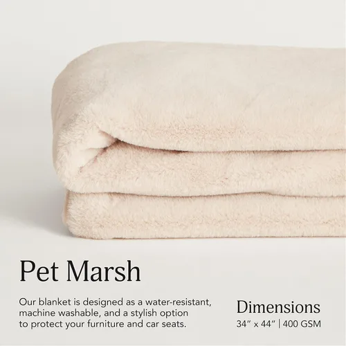 Miniatura 2 de UnHide Lil' Pet Marsh - Manta de piel sintética para mascotas, extra suave, ligera, lavable, cómoda y protección para sofá, jaula o cama, oso beige