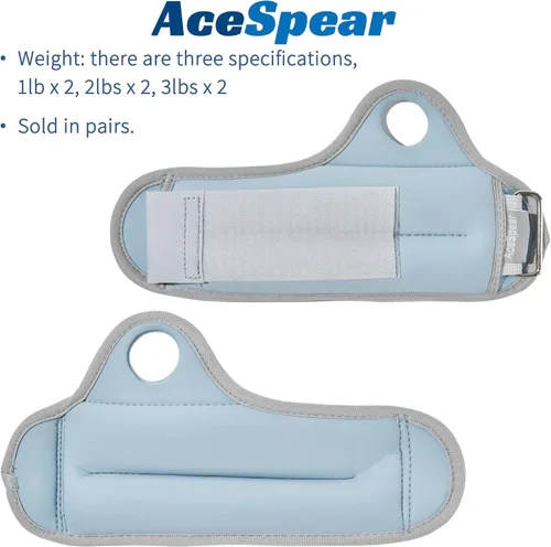 Miniatura 2 de AceSpear - Pesas de muñeca con cierre de bucle para pulgar para hombres y mujeres, 1 libra * 2, 2 libras * 2, 3 libras * 2, pesas de tobillo, Azul