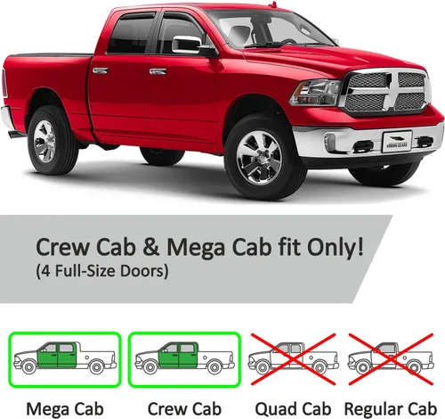 Miniatura 5 de Voron Glass Protectores de lluvia extra duraderos en canal para camiones, Dodge RAM 2009-2018 Crew Cab/Dodge Ram 1500 Classic 2019-2024 Crew Cab