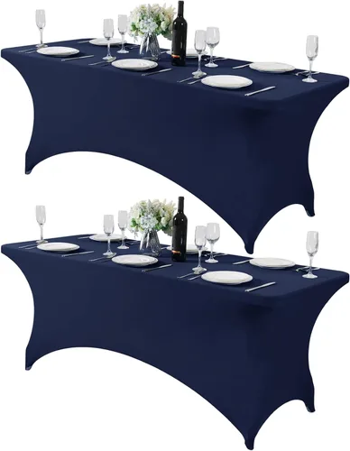 Miniatura 168 de Mantel de elastano para mesas de 4, 6 u 8 pies, mantel elástico universal ajustable para fiestas, banquetes, bodas y eventos - Verde manzana