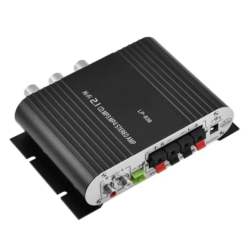 Amplificador de graves de 2 canales 12v 15w Amplificador estéreo Amplificador pequeño Amplificador de potencia de audio para el hogar del coche Negro