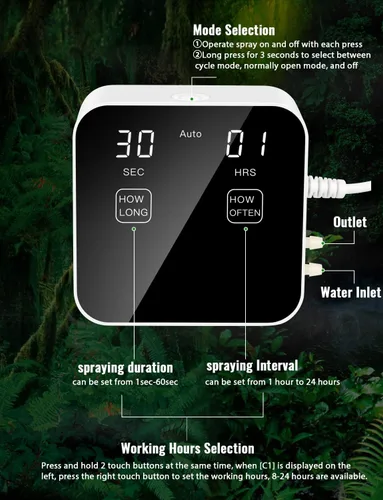 Miniatura 4 de Mister Automático para Reptiles, Sistema Silencioso de Nebulización con Temporizador, Humidificadores de Nebulización para Reptiles con Fines Blanco