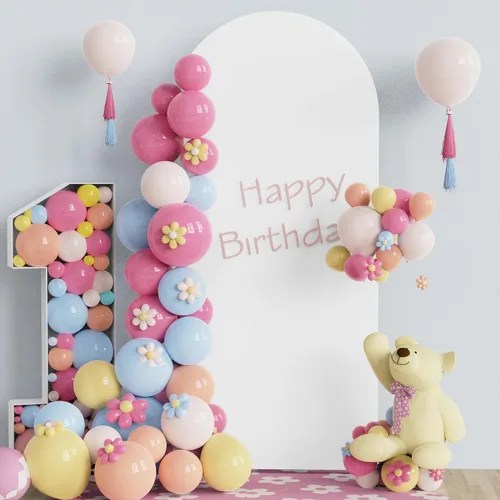 Miniatura 7 de Fomcet Cubierta de Arco de Boda de 6 Pies Beige Spandex Tela Ajustada Cubierta de Telón de Fondo de Arco Parte Superior Redonda Cubiertas de Telón