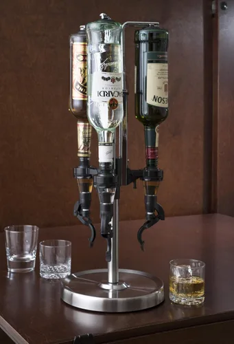 Miniatura 6 de OGGI Dispensador giratorio profesional de licor de 3 botellas, acero inoxidable