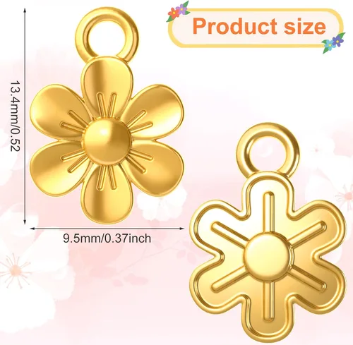 Miniatura 2 de PAGOW 120 dijes de flores pequeñas de metal, vintage, lindos colgantes de flores pequeñas para hacer joyas, pulseras, collares, manualidades