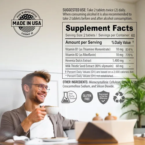 Miniatura 4 de NANOWELL Hovenia-RX - Suplemento de apoyo hepático con extracto de semilla de cardo mariano de silimarina al 80% - 120 tabletas, suministro para 30
