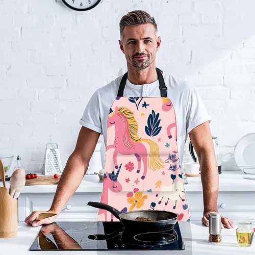 Miniatura 6 de Delantal de cocina para el hogar, cocina, horneado, jardinería, para mujeres y hombres, con bolsillos, delantal impermeable, 32 x 28 pulgadas