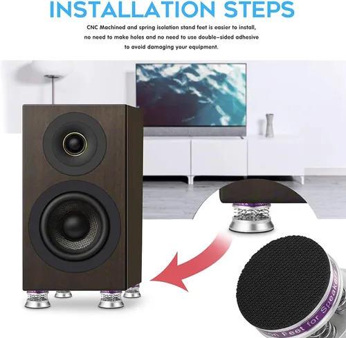Miniatura 4 de Almohadillas de base de aislamiento de altavoces, protector de piso de resorte, antideslizante antivibración, soporte de altavoz, amortiguador