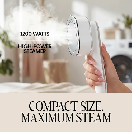 Miniatura 3 de Vaporizador y plancha de mano blanca 2 en 1, vaporizador de ropa portátil de calentamiento rápido de 10 segundos con pantalla LED, 4 modos
