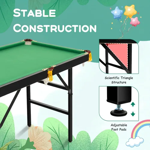 Miniatura 3 de Costzon Mesa de billar plegable de 47 pulgadas, mesa de juego de billar incluye bolas, tacos, triángulo, tiza, cepillo para niños, mesa de juego