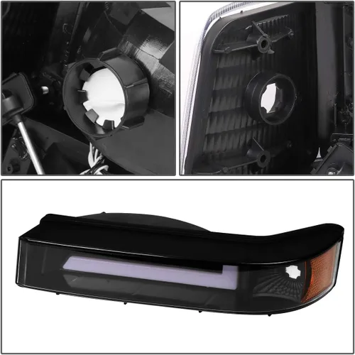 Miniatura 4 de DNA MOTORING Par de faros delanteros de barra de luz LED dual compatibles con 92-96 F150 F250 F350 Bronco, negro/ámbar, HL-LB-F15092-6P-BK-AM