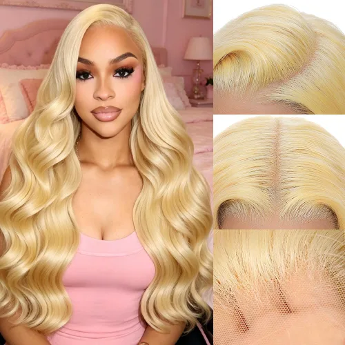 Miniatura 8 de Peluca de cabello humano con encaje frontal 613 de 13 x 6, peluca de cabello humano ondulado 613 con encaje frontal, densidad del 200 %, cabello