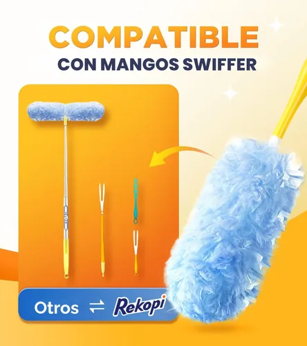 Miniatura 5 de Recargas de plumero resistentes para Swiffer Duster, 20 unidades de recargas de plumero con 1 asa, plumeros multisuperficie de 360° con 4