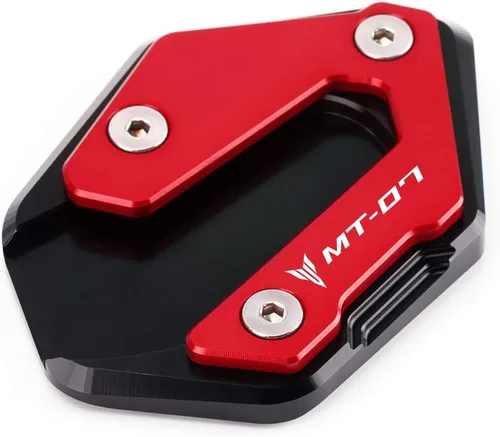 Miniatura 5 de Modeer Para Ya.maha MT07 FZ07 2014-2024 extensión del soporte lateral de la motocicleta Ampliar placa pad mt 07 fz 07 accesorios color rojo