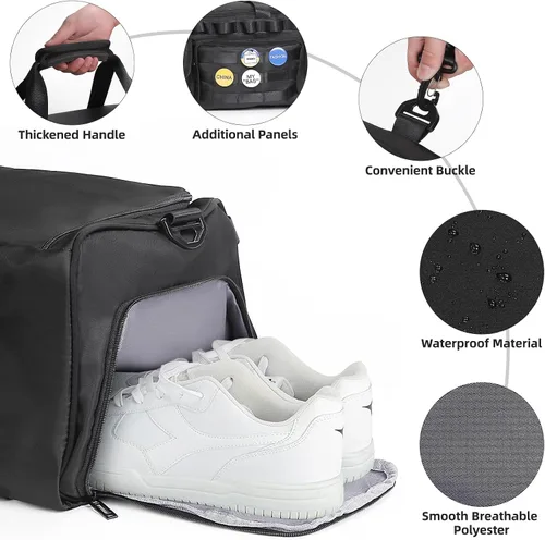 Miniatura 5 de Bolsa de gimnasio para hombres y mujeres con compartimento para zapatos, bolsa de lona convertible y mochilas de gimnasio, bolsa de gimnasio