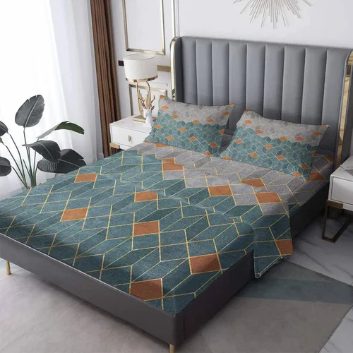 Juego de sábanas geométricas divididas tamaño King, sábanas de retazos, sábanas y fundas de almohada estampadas de 5 piezas, microfibra suave con