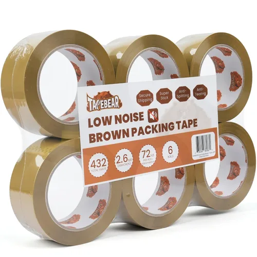 Miniatura 10 de TAPEBEAR Cinta de embalaje marrón, 12 rollos, repuestos de cinta de embalaje resistente de 1.88 pulgadas x 55 yardas para cajas, cinta marrón