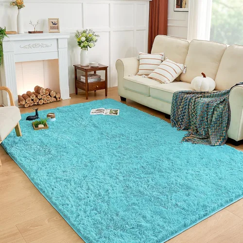 Miniatura 23 de Andency Alfombras suaves color burdeos para sala de estar, dormitorio, 5 x 8 pies, alfombra de noche lanuda esponjosa, antideslizante, alfombra