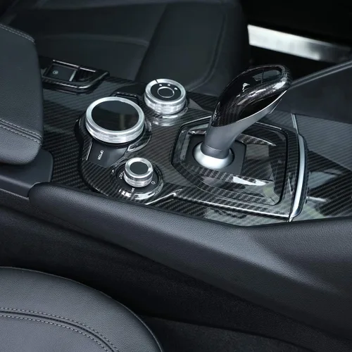 Miniatura 4 de Pegatina de fibra de carbono ABS cromada para el interior del coche, para Alfa Romeo Giulia Stelvio 2017 2018 2019 (fibra de carbono, artículo 1)