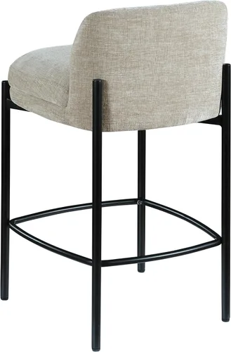 Miniatura 8 de Meridian Furniture 429Beige-C Burton Collection Modern Taburete contemporáneo con tela de felpilla beige suave, marco de metal negro mate, 17.5