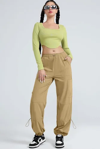 Miniatura 2 de Allytok Pantalones de paracaídas para mujer, pantalones cargo holgados con bolsillos con cordón Y2K Streetwear