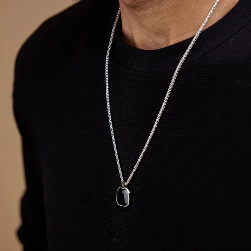 Miniatura 44 de Galis Collar para hombre, collar de cadena de plata de acero inoxidable de alta calidad para hombres, no se deslustra, cadenas para hombres
