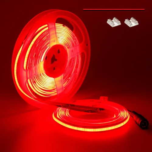 Miniatura 9 de YUNBO Tira de luz LED COB de 12 V 3000 K blanco cálido 16.4 pies de alta densidad 480LED/M CRI>90 Uniforme sin puntos autoadhesivo cortable flexible