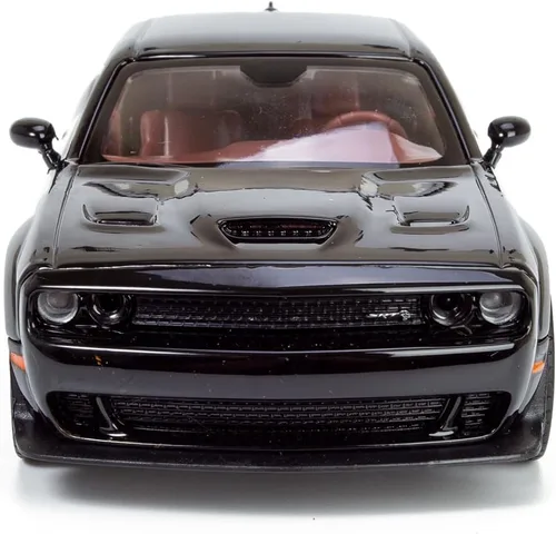 Miniatura 7 de All Star Toys 2018 Challenger SRT Hellcat Widebody Negro con interior rojo 1/24 Modelo de Diecast Motormax 79350 Edición Exclusiva