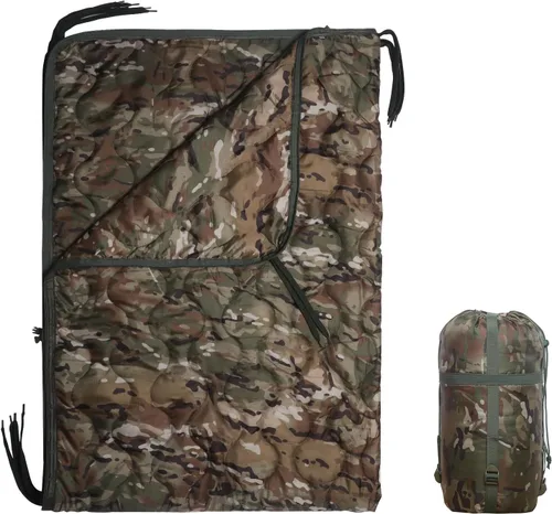 Miniatura 8 de Forro de poncho de camuflaje, manta militar, saco de dormir militar, con una bolsa de transporte de compresión, para viajes, senderismo, campamento