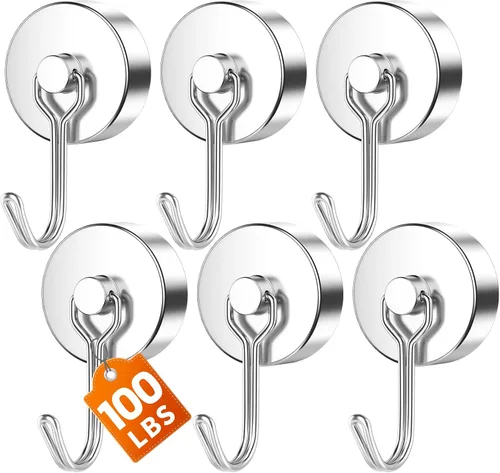 Miniatura 31 de FINDMAG Ganchos magnéticos giratorios de 60 libras, paquete de 4 ganchos magnéticos de neodimio resistentes, ganchos magnéticos fuertes para colgar