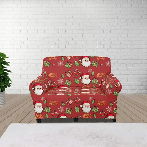 Miniatura 2 de GIFTPUZZ Funda de sofá roja navideña, protector de sofá con parte inferior elástica para sala de estar, dormitorio y decoración de oficina, elegante