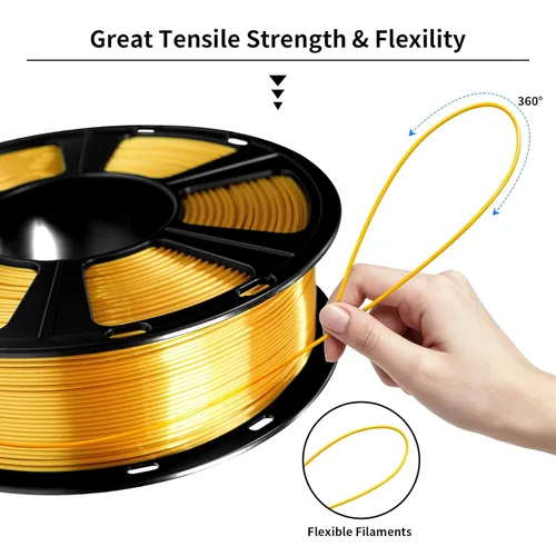 Miniatura 5 de GEEETECH Filamento PLA de color dorado sedoso de 0.069 libras, filamento de seda brillante para impresora 3D, carrete de 2.2 libras, precisión