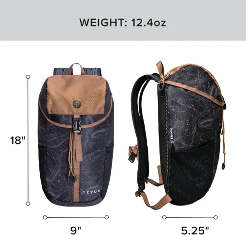 Miniatura 2 de Mochila Tezos Juniper - ligera, duradera, 16L - Mochila de día compatible con hidratación para senderismo, viajes, camping, ciclismo y más, Negro