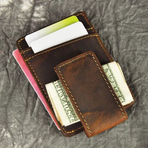 Miniatura 7 de Billetera de doble cara de cuero para hombre, moderna, pequeña, delgada, perfecta para tarjetas, monedas, etc. Billetera delgada y resistente