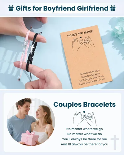 Miniatura 3 de VU100 Pulseras a juego para parejas Pulseras Regalos para novia novio Regalos de relación a larga distancia Pulseras a juego Regalo para aniversario