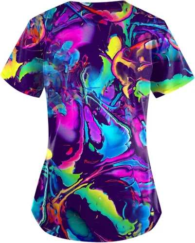Miniatura 2 de Plus Size Scrubs for Women Nurse Gifts Printed Scrub Tops Women Medical Nursing Tops Stretchy Scrub Shirts for Women