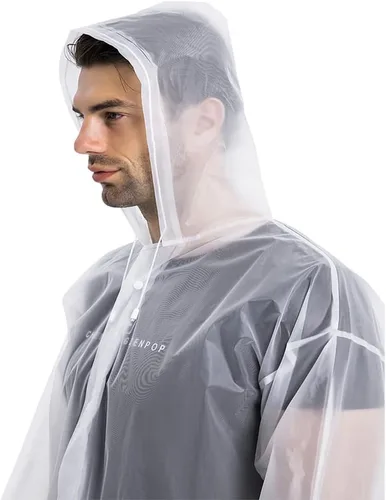Miniatura 6 de Abrigos de lluvia (paquete de 2) – Ponchos de lluvia reutilizables de EVA para adultos, chaquetas impermeables para hombres y mujeres