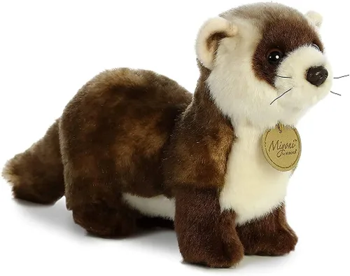 Aurora Peluche realista Miyoni de hurón con patas negras, detalles realistas que hacen un compañero preciado, perfecto para decorar dormitorios o