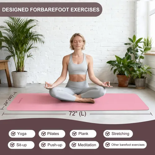 Miniatura 4 de UMINEUX Esterilla de yoga extra gruesa de 1/3 y 2/5 pulgadas antideslizante para mujeres, respetuosa con el medio ambiente, tapete de ejercicio