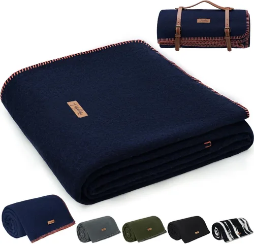 Miniatura 18 de Molithe Manta de lana 100% de 48 x 62 pulgadas, cálida, gruesa, lavable, manta de lana militar, ideal para camping, al aire libre, eventos