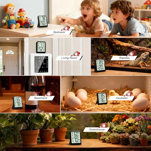 Miniatura 5 de Antonki Termómetro de habitación, Higrómetro digital pequeño Termómetro interior Medidor de humedad, Medidor de temperatura y humedad con registro