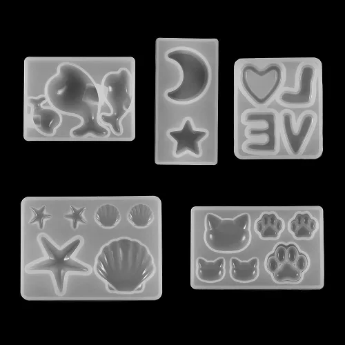 Miniatura 7 de Molde de silicona de resina hecha a mano con forma de pata, de oso de delfín, corazón, luna, estrella, para hacer joyas, suministros de moldes