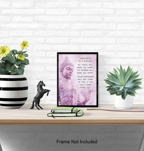 Miniatura 5 de Budismo Happiness Cita – Póster inspirador – Decoración de pared Zen New Age – Decoración del hogar para spa, sala de meditación, estudio de yoga