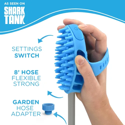 Miniatura 5 de Aquapaw Cepillo de baño para perros Pro y accesorio de ducha para perros, goma de silicona grande, rociador y depurador en uno con accesorio